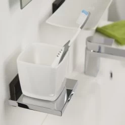 Tiger Bekerhouder Zenna Hangend Met Beker Chroom/Wengé -Badkamer Verkoop 123 1741