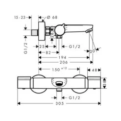 Hansgrohe Thermostatische Badkraan Versostat2 Chroom 15 Cm 7 Hansgrohe Thermostatische Badkraan Versostat2 Chroom 15 Cm -Badkamer Verkoop 123 190
