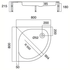 Sealskin Douchebak Optimo Kwartrond Opbouw 80x80x21.5 Cm -Badkamer Verkoop 123 2267
