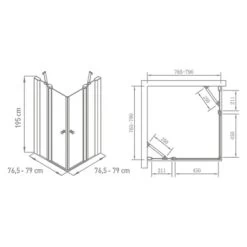 Van Marcke Hoover Douche Hoekinstap Met Draaideuren 80x80x195 -Badkamer Verkoop 123 2638