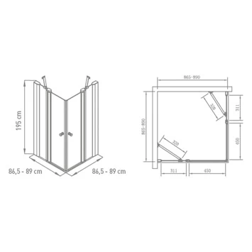 Van Marcke Hoover Douche Hoekinstap Met Draaideuren 90x90x195 4 Van Marcke Hoover Douche Hoekinstap Met Draaideuren 90x90x195 - Afbeelding 2