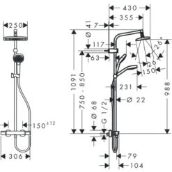 Hansgrohe Regendouche MySelect E 240 Vierkant Met Thermostatische Douchekraan En Handdouche 7 Hansgrohe Regendouche MySelect E 240 Vierkant Met Thermostatische Douchekraan En Handdouche -Badkamer Verkoop 123 2689