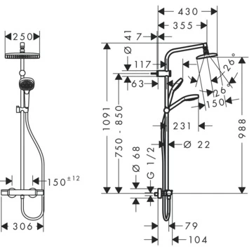 Hansgrohe Regendouche MySelect E 240 Vierkant Met Thermostatische Douchekraan En Handdouche 5 Hansgrohe Regendouche MySelect E 240 Vierkant Met Thermostatische Douchekraan En Handdouche - Afbeelding 3