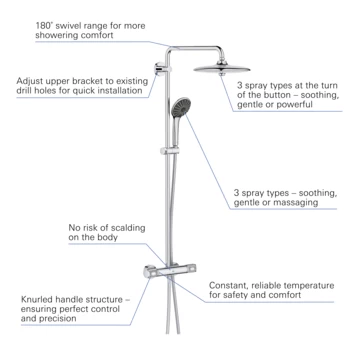 Grohe Douchesysteem Vitalio Joy 260 Cooltouch Met Thermostaatkraan Quickfix Chroom 6 Grohe Douchesysteem Vitalio Joy 260 Cooltouch Met Thermostaatkraan Quickfix Chroom - Afbeelding 4