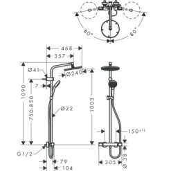 Hansgrohe Regendouche MySelect S 240 Rond Met Thermostatische Douchekraan En Handdouche -Badkamer Verkoop 123 2874