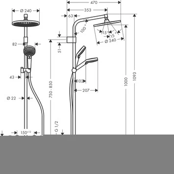 Hansgrohe Regendouche Crometta S240 Met Thermostatische Kraan Incl. Gratis JBL Speaker 4 Hansgrohe Regendouche Crometta S240 Met Thermostatische Kraan Incl. Gratis JBL Speaker - Afbeelding 2