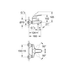 GROHE Badkraan Swift Met Hendel Chroom 15 Cm -Badkamer Verkoop 123 302