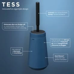 Tiger Toiletborstelhouder TESS Met Swoop Borstel Flexibel Blauw/zwart -Badkamer Verkoop 123 3326