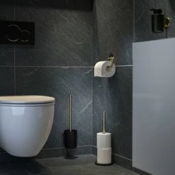 Tiger Tune Toiletborstelhouder Geborsteld Messing/mat Zwart -Badkamer Verkoop 123 3364