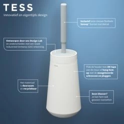 Tiger Toiletborstelhouder TESS Met Swoop Borstel Flexibel Wit/ Lichtgrijs -Badkamer Verkoop 123 3469