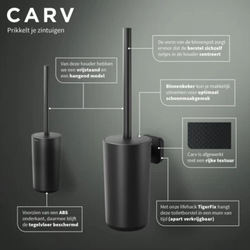 Tiger Carv Toiletborstel Met Houder Zwart 7 Tiger Carv Toiletborstel Met Houder Zwart - Afbeelding 5