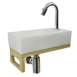 Atlantic Fonteinset Henry Links Wit Keramiek Chroom 36x18x9 Cm -Badkamer Verkoop 123 3940