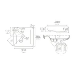 Van Marcke Waskom Fontana Opbouw Wit Keramiek 40x40x12.5 Cm -Badkamer Verkoop 123 3947