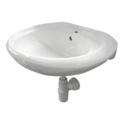 Isifix Wastafel Ecos Rond Wit Keramiek 60x52x32 Cm