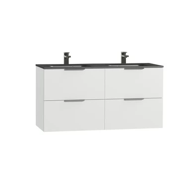 Tiger Badkamermeubel Studio 120cm Hoogglans Wit/matzwart Met Platte RVS Greep 3 Tiger Badkamermeubel Studio 120cm Hoogglans Wit/matzwart Met Platte RVS Greep