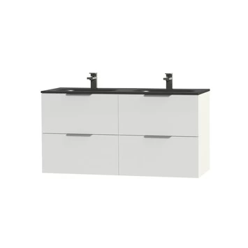 Tiger Badkamermeubel Studio 120cm Hoogglans Wit/matzwart Met Platte RVS Greep 5 Tiger Badkamermeubel Studio 120cm Hoogglans Wit/matzwart Met Platte RVS Greep - Afbeelding 3