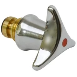 Sanivesk Kraanbovendeel Stergreep Warm Water 1/2"M Chroom Rood