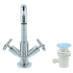 Absolut Wastafelkraan Post 2-knops Chroom 24 Absolut Wastafelkraan Post 2-knops Chroom -Badkamer Verkoop 123 4513