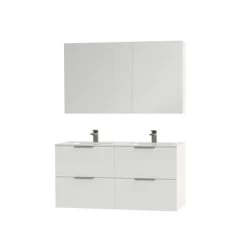 Tiger Badkamermeubel Studio 120cm Hoogglans Wit/matwit Met Platte RVS Greep -Badkamer Verkoop 123 465