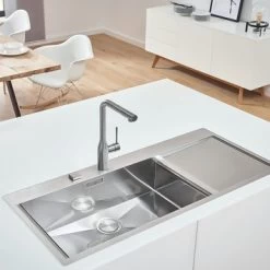 Grohe Colours Keukenkraan Essence New RVS Met Uittrekbare Mousseur -Badkamer Verkoop 123 4650