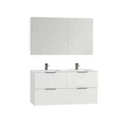 Tiger Badkamermeubel Studio 120cm Hoogglans Wit/matwit Met Platte RVS Greep -Badkamer Verkoop 123 466