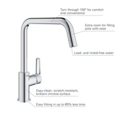 Grohe Keukenkraan Start Hoge U-uitloop QuickFix Chroom -Badkamer Verkoop 123 4666