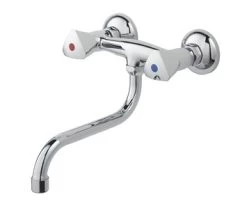 OK Keukenkraan 2-knops Onderuitloop Chroom 15 Cm