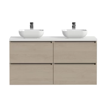 Tiger Karlo Badkamermeubelset 120 Cm Naturel Eik Met Wit Houten Wasblad En Glanzend Witte Keramische Waskom 4 Tiger Karlo Badkamermeubelset 120 Cm Naturel Eik Met Wit Houten Wasblad En Glanzend Witte Keramische Waskom - Afbeelding 2