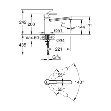 Grohe Keukenkraan Get M Met Hendel Chroom 4 Grohe Keukenkraan Get M Met Hendel Chroom - Afbeelding 2