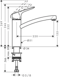 Hansgrohe Keukenkraan MySport M Met Hendel Chroom -Badkamer Verkoop 123 4764