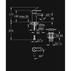 GROHE Wastafelkraan Get S-size Met Hendel En Afvoerplug Chroom 7 GROHE Wastafelkraan Get S-size Met Hendel En Afvoerplug Chroom -Badkamer Verkoop 123 4824
