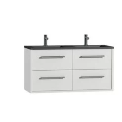 Tiger Badkamermeubel Boston 120cm Hoogglans Wit/matzwart Met Grepen Chroom -Badkamer Verkoop 123 532