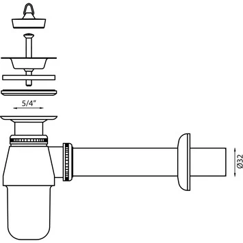 Sanivesk Plugbekersifon 5/4x32mm RVS 4 Sanivesk Plugbekersifon 5/4x32mm RVS - Afbeelding 2
