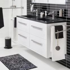 Tiger Badkamermeubel Boston 120cm Hoogglans Wit/matzwart Met Grepen Chroom -Badkamer Verkoop 123 534