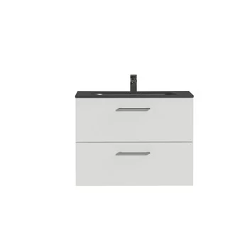 Tiger Badkamermeubel Studio 80cm Hoogglans Wit/matzwart Met Ronde RVS Greep 4 Tiger Badkamermeubel Studio 80cm Hoogglans Wit/matzwart Met Ronde RVS Greep - Afbeelding 2