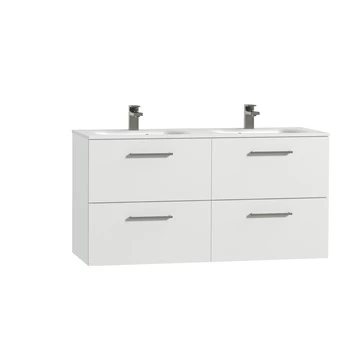 Tiger Badkamermeubel Studio 120cm Hoogglans Wit/matwit Met RVS Greep 3 Tiger Badkamermeubel Studio 120cm Hoogglans Wit/matwit Met RVS Greep