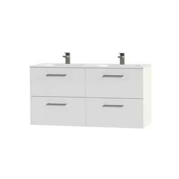 Tiger Badkamermeubel Studio 120cm Hoogglans Wit/matwit Met RVS Greep 5 Tiger Badkamermeubel Studio 120cm Hoogglans Wit/matwit Met RVS Greep - Afbeelding 3