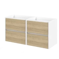 Tiger Reverse Meubelset 2x60 Cm Met 4 Lades Naturel Eik / Mat Wit Inclusief Oval Wastafel Mat Wit -Badkamer Verkoop 123 723