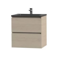 Tiger Karlo Badkamermeubel 60 Cm Naturel Eiken Met Wastafel Zwart