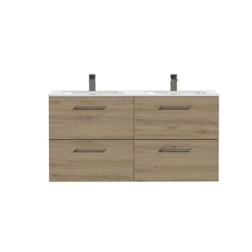 Tiger Badkamermeubel Studio 120cm Chalet Eik/wit Met Ronde RVS Greep 4 Tiger Badkamermeubel Studio 120cm Chalet Eik/wit Met Ronde RVS Greep - Afbeelding 2