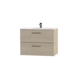 Tiger Badkamermeubel Studio 80cm Naturel Eik/matwit Met RVS Greep -Badkamer Verkoop 123 769