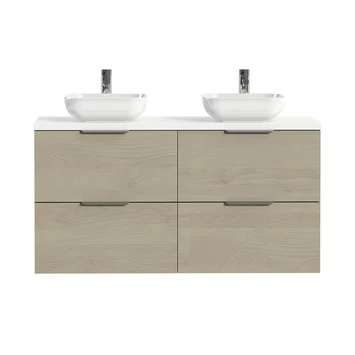 Tiger Badkamermeubel Studio 120cm Naturel Eik/witte Waskom Met Profielgreep 3 Tiger Badkamermeubel Studio 120cm Naturel Eik/witte Waskom Met Profielgreep