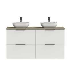 Tiger Badkamermeubel Studio 120cm Hoogglans Wit/witte Waskom Met Profielgrepen