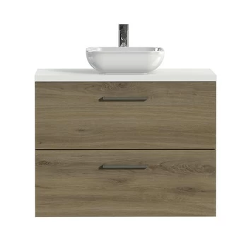 Tiger Badkamermeubel Studio 80cm Chalet Eik/witte Waskom Met Vierkante Greep 3 Tiger Badkamermeubel Studio 80cm Chalet Eik/witte Waskom Met Vierkante Greep