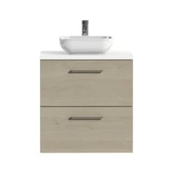 Tiger Badkamermeubel Studio 60cm Naturel Eik/witte Waskom Met Vierkante Greep