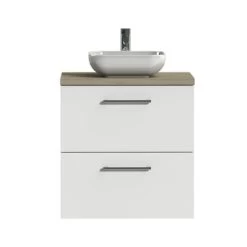 Tiger Badkamermeubel Studio 60cm Hoogglans Wit/witte Waskom Met Ronde Greep