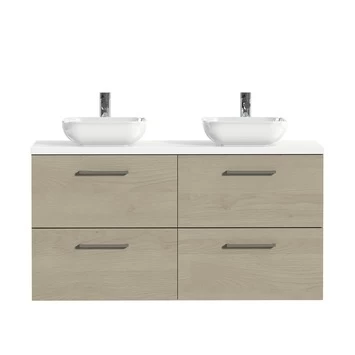 Tiger Badkamermeubel Studio 120cm Naturel Eik/witte Waskom Met Vierkante Greep 3 Tiger Badkamermeubel Studio 120cm Naturel Eik/witte Waskom Met Vierkante Greep