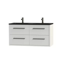 Tiger Badkamermeubel Boston 120cm Hoogglans Wit/matzwart Met Grepen RVS -Badkamer Verkoop 123 91