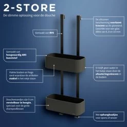 Tiger Doucherek Ophangbaar 2-store 25cm Zwart -Badkamer Verkoop 123 950