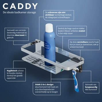Tiger Douchemand Met Haak Caddy Chroom 10 Tiger Douchemand Met Haak Caddy Chroom - Afbeelding 8